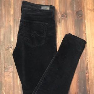 AG Black Velvet High Farrah Waisted Skinny Jeans